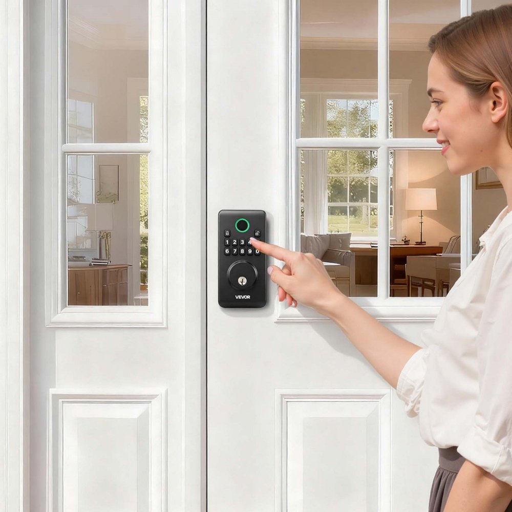 VEVOR Keyless Entry Door Lock, Electronic Deadbolt with Customizable User Codes, Pioneering Easy-Grip Design, Keyed Entry, Auto Lock, Anti-Peeking Password, Backlit Keypad, for Home, Matte Black