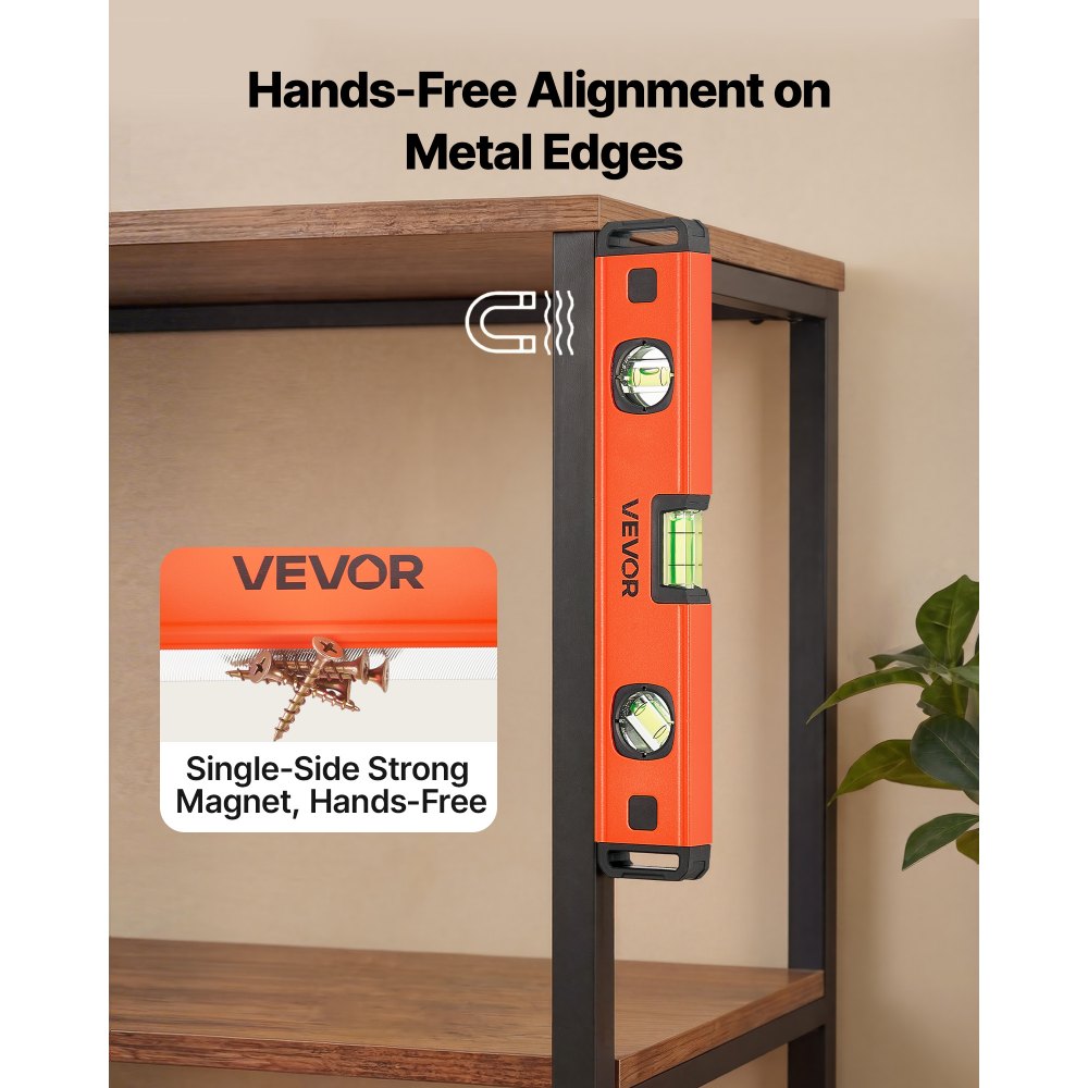 VEVOR Torpedo Level, 4-Piece Included 4/12/24/40 in, Magnetic Leveler Tool Set Aluminum Alloy, with Clear 3 Green Vials, Hanging Hole, Box Beam Multi-angle Measurement for Construction Home Renovation