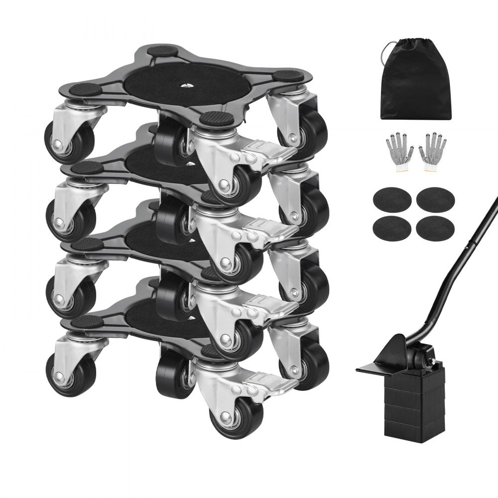 VEVOR Furniture Dolly, Maximum Load 1200 lbs, Heavy Duty Furniture Movers with 5 360° Rotation Wheels, Carbon Steel Panel, Furniture Lift Slider Tool Set for Appliances, Sofa, Fridge, Washing Machine