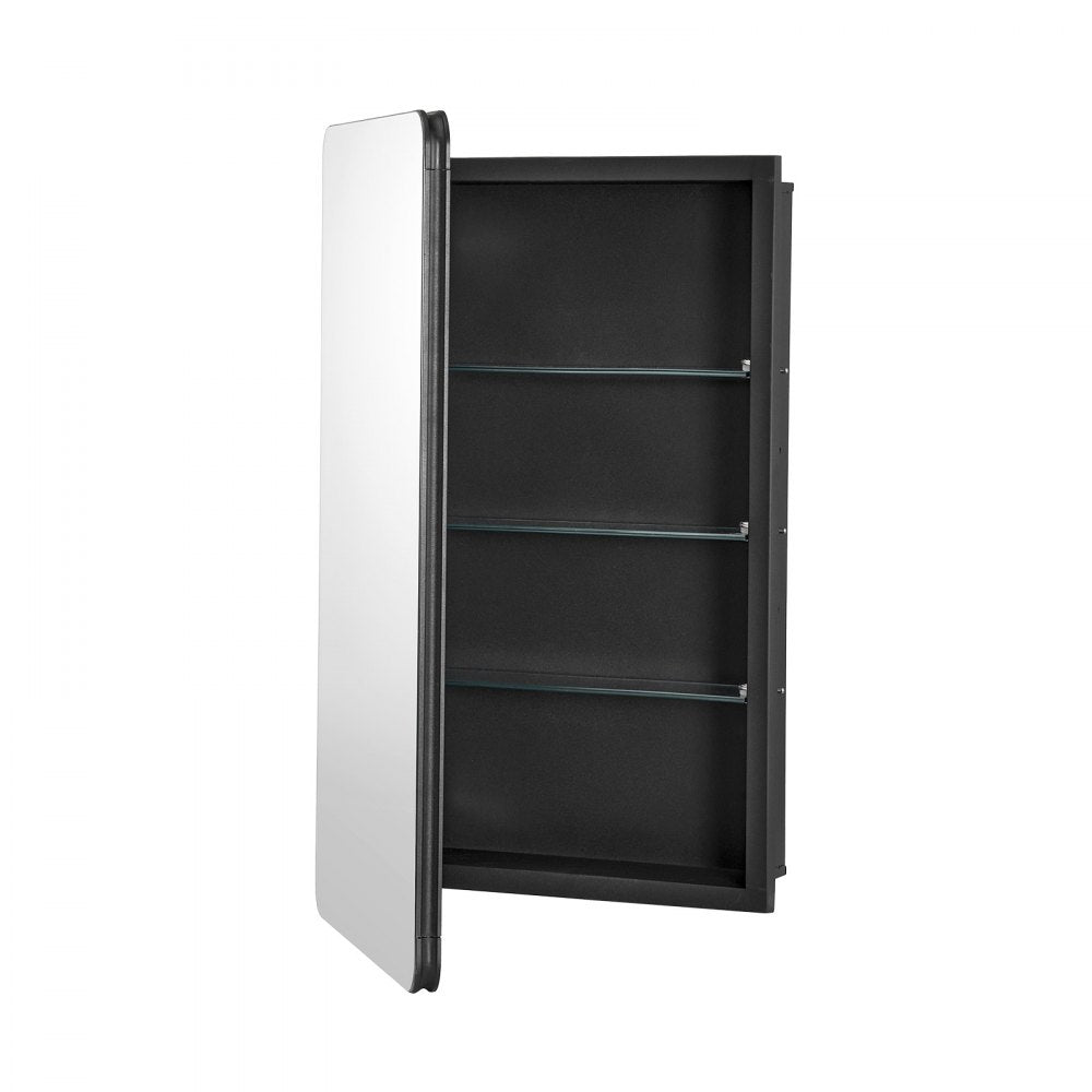 VEVOR Medicine Cabinet, 16.5 x 27.5 inch, Medicine Cabinet for Bathroom with Mirror,  Aluminum Frame Bathroom Wall Cabinet, 3-layer Adjustable Shelves, Recessed & Wall-mounted Installation