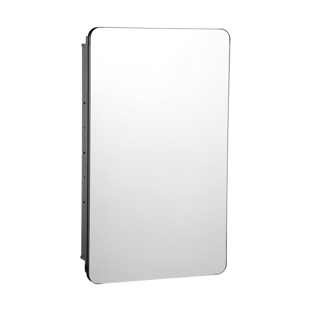 VEVOR Medicine Cabinet, 16.5 x 27.5 inch, Medicine Cabinet for Bathroom with Mirror,  Aluminum Frame Bathroom Wall Cabinet, 3-layer Adjustable Shelves, Recessed & Wall-mounted Installation