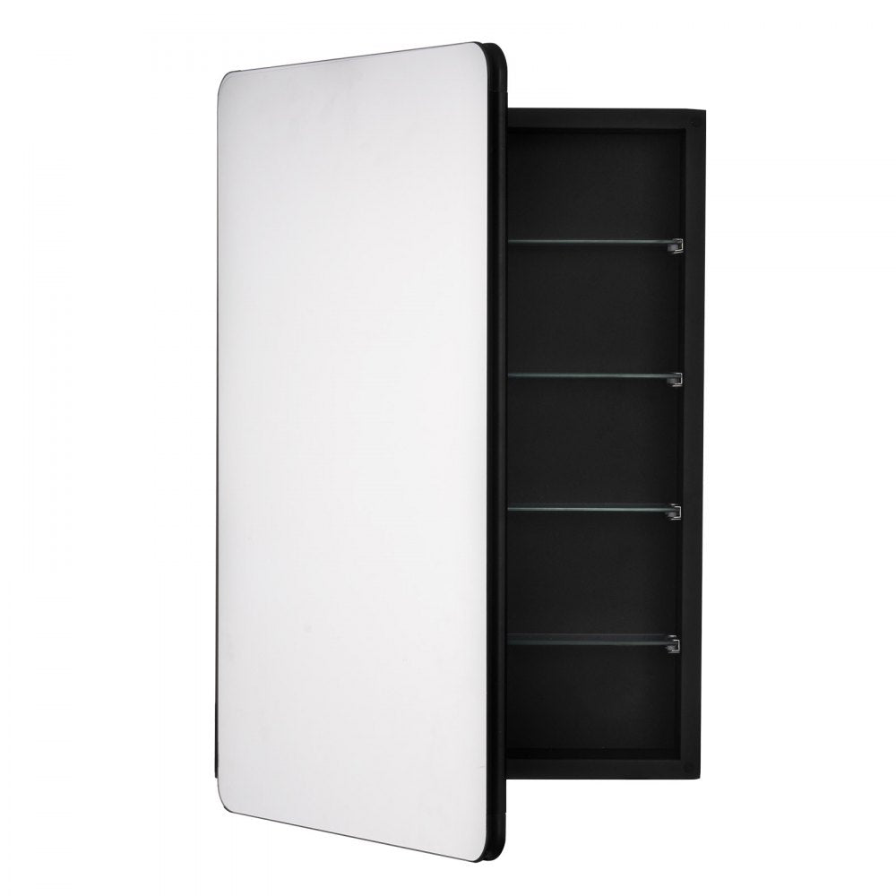 VEVOR Medicine Cabinet, 20 x 30 inch, Medicine Cabinet for Bathroom with Mirror,  Aluminum Frame Bathroom Wall Cabinet, 4-layer Adjustable Shelves, Recessed & Wall-mounted Installation