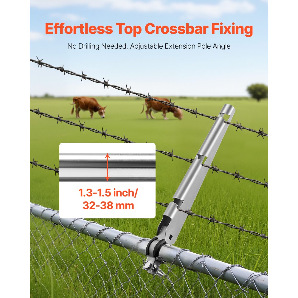 VEVOR Barbed Wire Arm, 10 Packs 14.8 in Fence Post Extender for 1.3" to 1.5" Chain Link Fences, U Bracket Design, Galvanized Steel Fence Height Extender, Protect Privacy and Prevent Pets Jumping Off