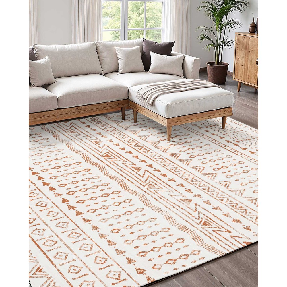 VEVOR Area Rug, 5 x 8 ft Large Washable Rug, Non-Slip and Tear-Resistant Soft Carpet, Pet & Child Friendly Modern Area Rugs, Indoor Mat for Bedroom, Office, Living Room, Kids Room, Entryway, Beige