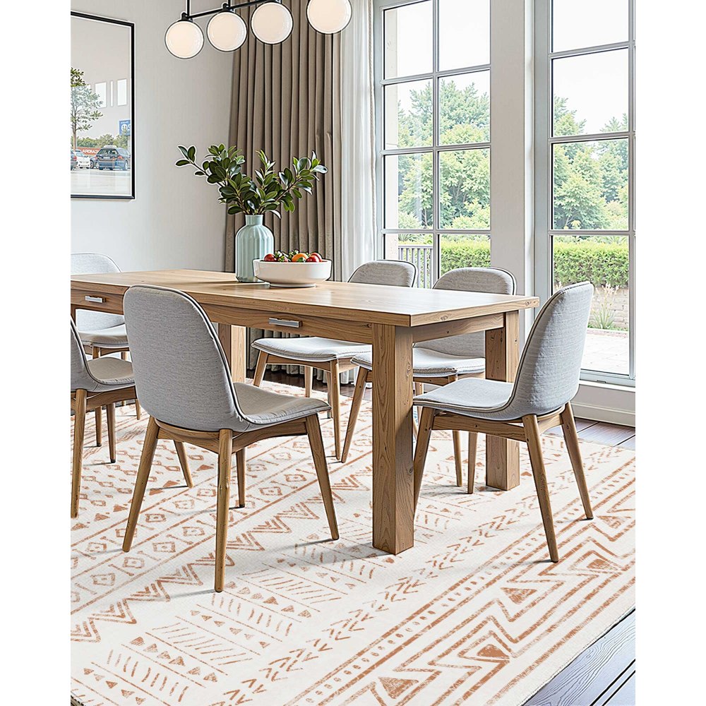 VEVOR Area Rug, 5 x 8 ft Large Washable Rug, Non-Slip and Tear-Resistant Soft Carpet, Pet & Child Friendly Modern Area Rugs, Indoor Mat for Bedroom, Office, Living Room, Kids Room, Entryway, Beige