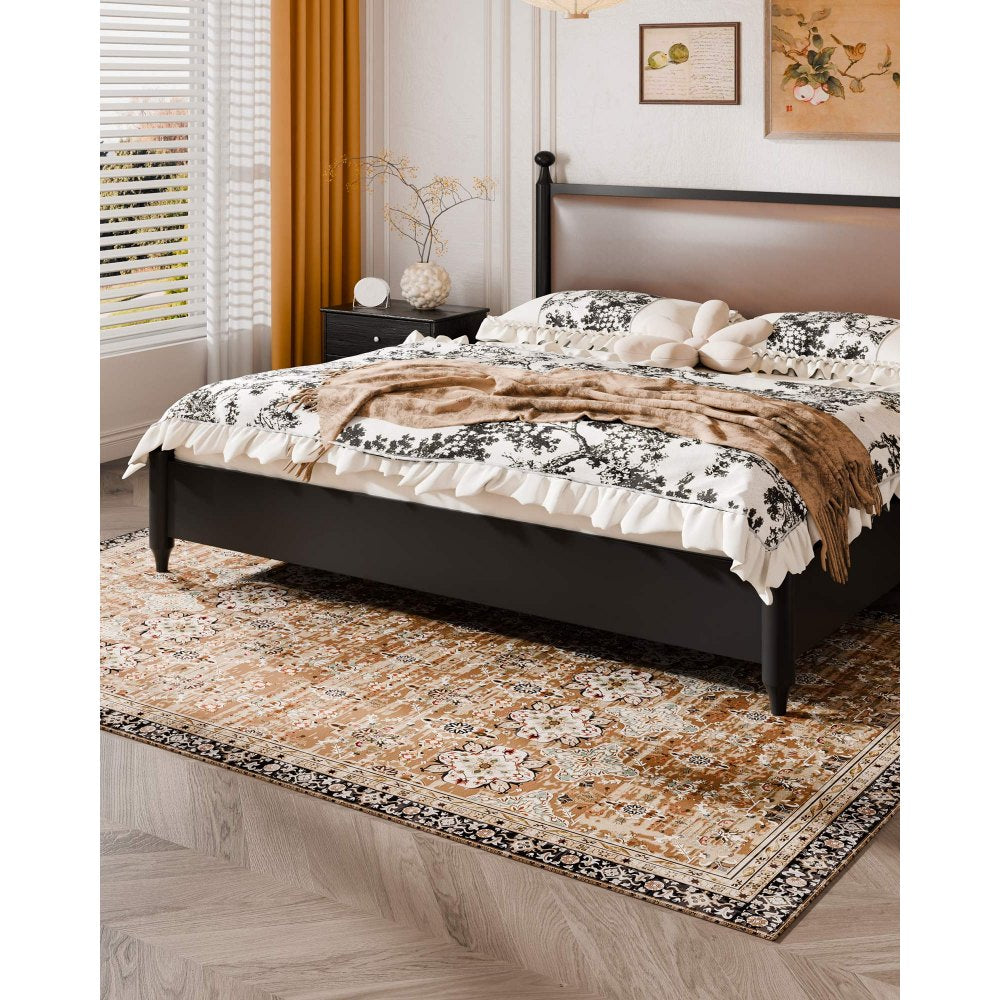 VEVOR Area Rug, 6 x 9 ft Large Washable Rug, Non-Slip and Tear-Resistant Soft Carpet, Pet & Child Friendly Vintage Area Rugs, Indoor Mat for Bedroom, Living Room, Kids Room, Entryway, Brown Green