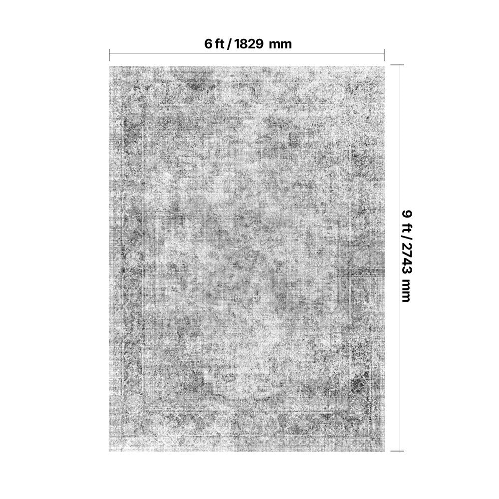 VEVOR Area Rug, 6 x 9 ft Large Washable Boho Rug, Non-Slip and Tear-Resistant Soft Carpet, Pet & Child Friendly Bohemian Area Rugs, Indoor Mat for Bedroom, Living Room, Kids Room, Entryway, Gray