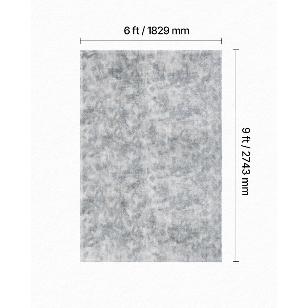 VEVOR Indoor Plush Area Rugs, 6 x 9 ft Soft Plush Carpet, Furry Shag Area Rugs for Living Room, Bedroom, Modern Home Decor Aesthetic Long-Pile Rug, Non-Shedding, Slip-Resistant, Tie-Dye Light Gray