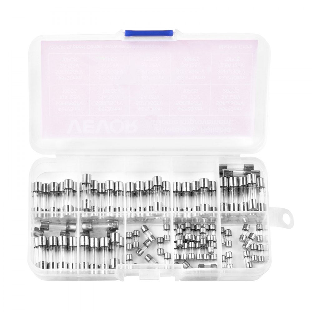 VEVOR Fast-Blow Glass Fuses Assortment Kit, 120 Pcs 125 Volt, 5 x 20 mm 1A 2A 3A 4A 5A 8A 10A, 3.6 x 10 mm 2.5A 3A 5A Tube Fuses, Suitable for Electrical Boxes, LED Strips, Electronics, Appliances