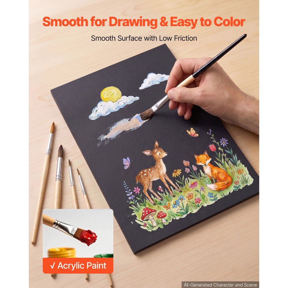 VEVOR Foam Board, 5 Pack 36 x 48 in, 3/16 in Thickness Black Poster Board, for Mounting, Crafts, Paintings Prints, Art, Display, Presentation and Projects, Acid-Free Double Sided Foam Core Sheets