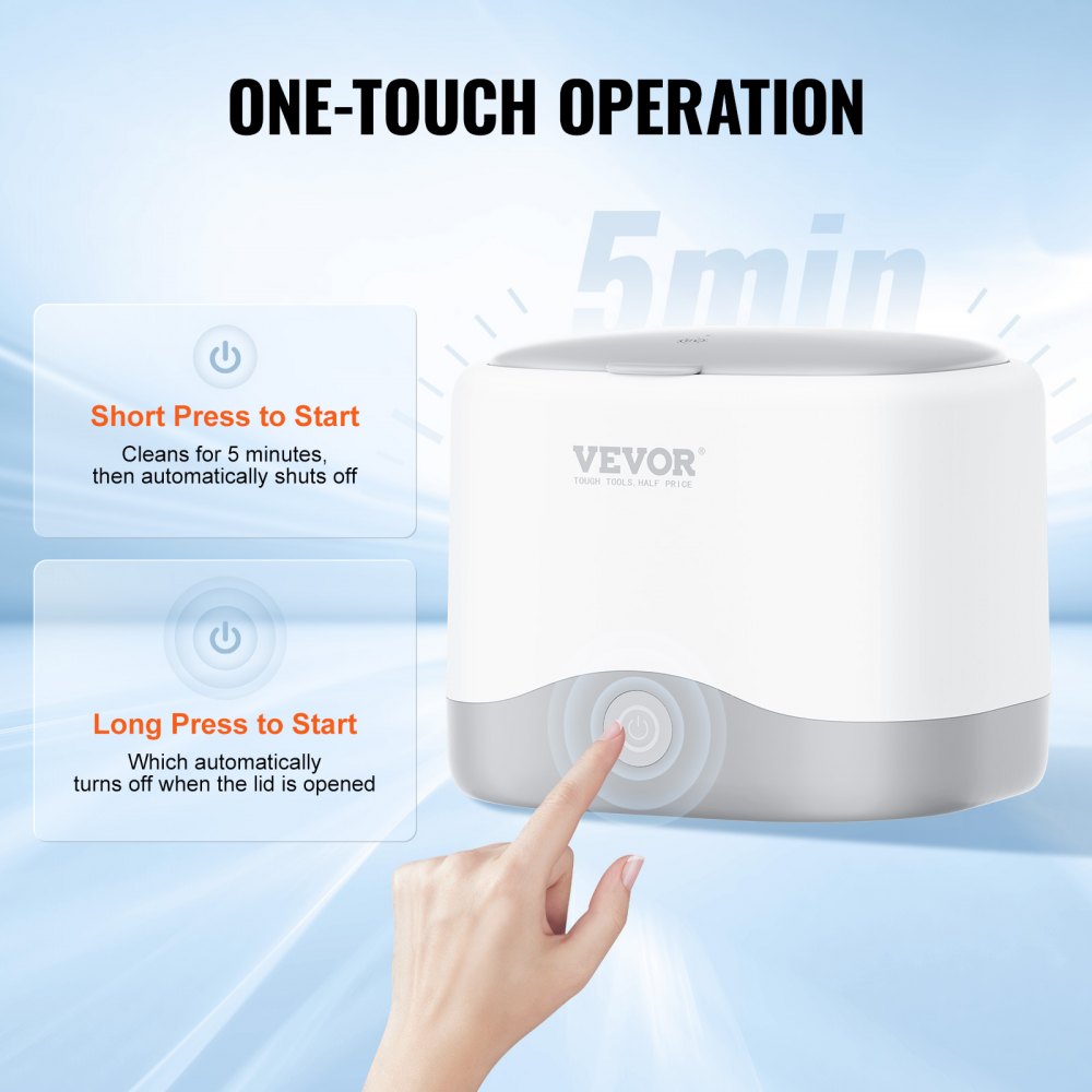 VEVOR Ultrasonic Cleaner for Dentures, 200ML Retainer Cleaner Machine with UV Light, 30W Cleaning Machine for Dental, Retainer, Aligner, Braces, Mouth Guards, Toothbrush Head, Shaver Head, Jewelry