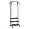 VEVOR Clothes Rack, Rolling Clothing Garment Rack with Hanging Rod and Side Hooks, 3 Storage Shelves, 99 lbs Load Capacity, Heavy Duty Carbon Steel Clothing Racks for Bedroom, Laundry, Living Room