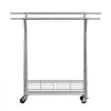 VEVOR Clothes Rack, Rolling Clothing Garment Rack with 2 Hanging Rods and Storage Basket, 330 lbs Load Capacity, Extendable Carbon Steel Clothing Racks with Wheels for Bedroom, Laundry, Living Room