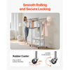 VEVOR Clothes Rack, Rolling Clothing Garment Rack with 2 Hanging Rods and 2 Storage Shelves, 264 lbs Load Capacity, Adjustable Height Carbon Steel Clothing Racks for Bedroom, Laundry, Living Room