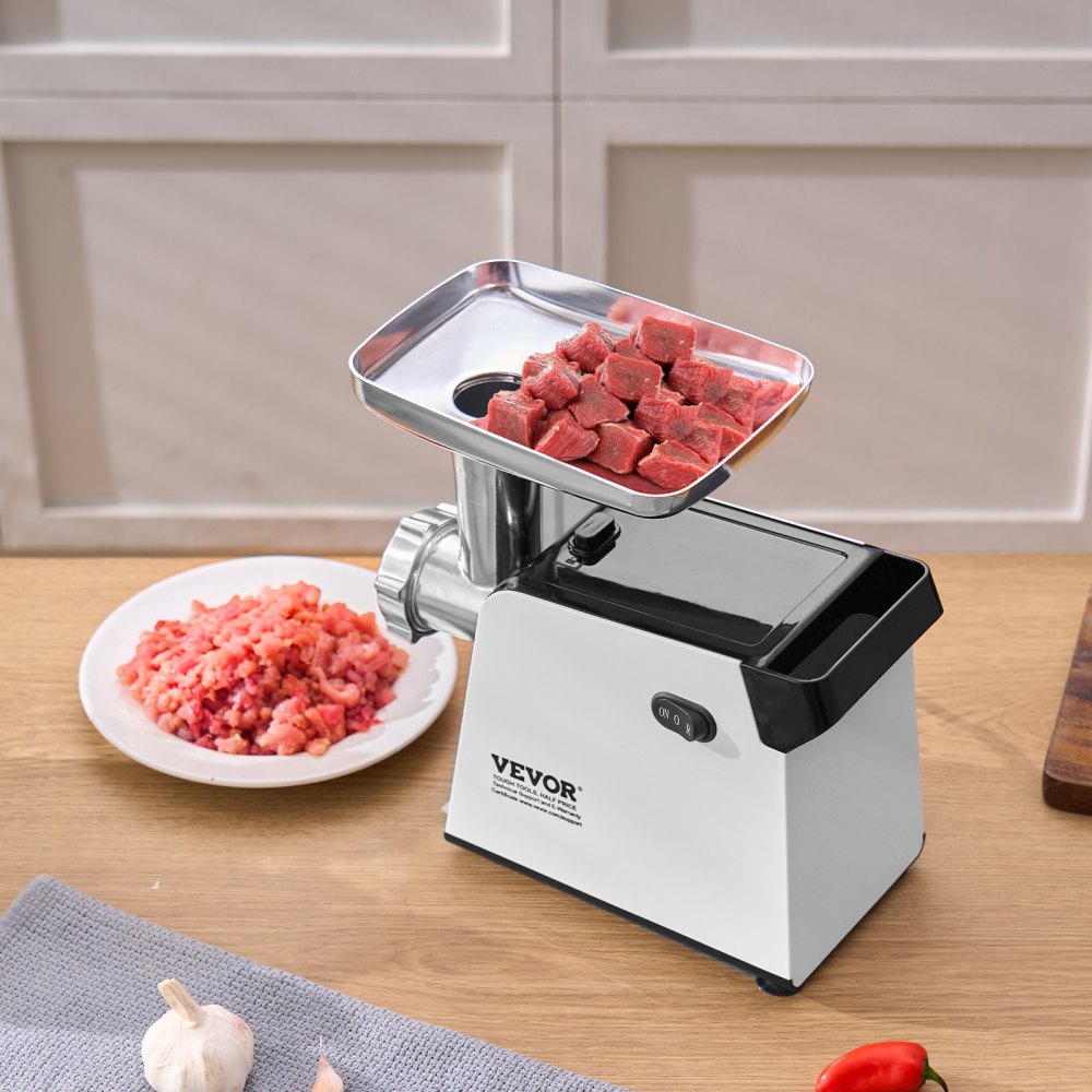 VEVOR Meat Grinder, 3 Lbs/Min Capacity Electric Meat Grinders with Blade, Grinding Plate, Sausage Maker, Kubbe Kit, Stainless Steel Meat Mincer for Home Kitchen