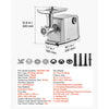 VEVOR Electric Meat Grinder, 3.3-6.6 Lbs/Min 1800W Max, #5 Home Meat Mincer, 2-Speed with 3 Grinding Plates, 3 Sausage Stuff Tubes & Kubbe Kit, 700W Die-Cast Aluminum Sausage Maker for Home Kitchens