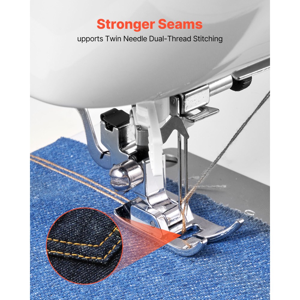 VEVOR Computerized Sewing Machine, 60 Stitch Applications, with LED Screen, Foot Pedal and LED Light, Heavy-Duty Metal Frame, Digital Sewing Machine with Powerful Motor for Crafts and Mending