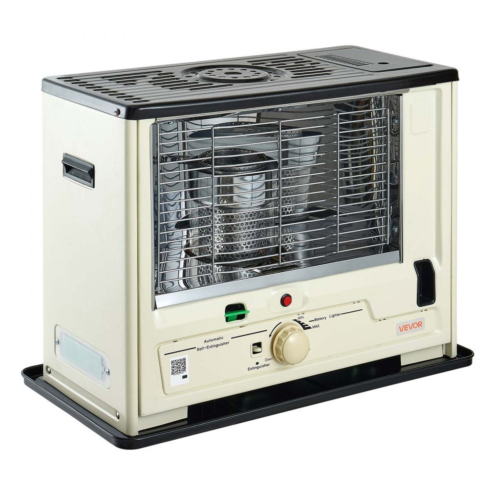 VEVOR Cordless Radiant Kerosene Heater, 10000 BTU Portable Space Heater, for Home, Garage, Camping, Workshop, Emergency, Outdoor Activity, with Flame Control, Tip-Over Shutoff, Funnel, Batteries