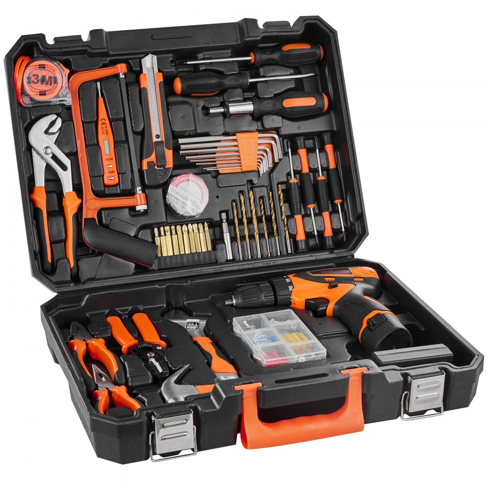 VEVOR Tool Kit, 146 Piece General Household Hand Tool Set, with Electric Drill and Portable Tool Storage Case, High-Quality Steel, for Home Maintenance, DIY Projects, and Automotive Repair