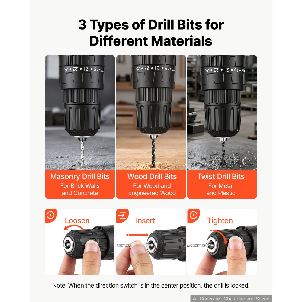 VEVOR Tool Kit 521-Piece General Household Tool Kit for Home Maintenance, For Everyday House Repairs, DIY Projects, with Portable Storage Case, High-Quality Steel, with Cordless Drill, Bits, Hammer