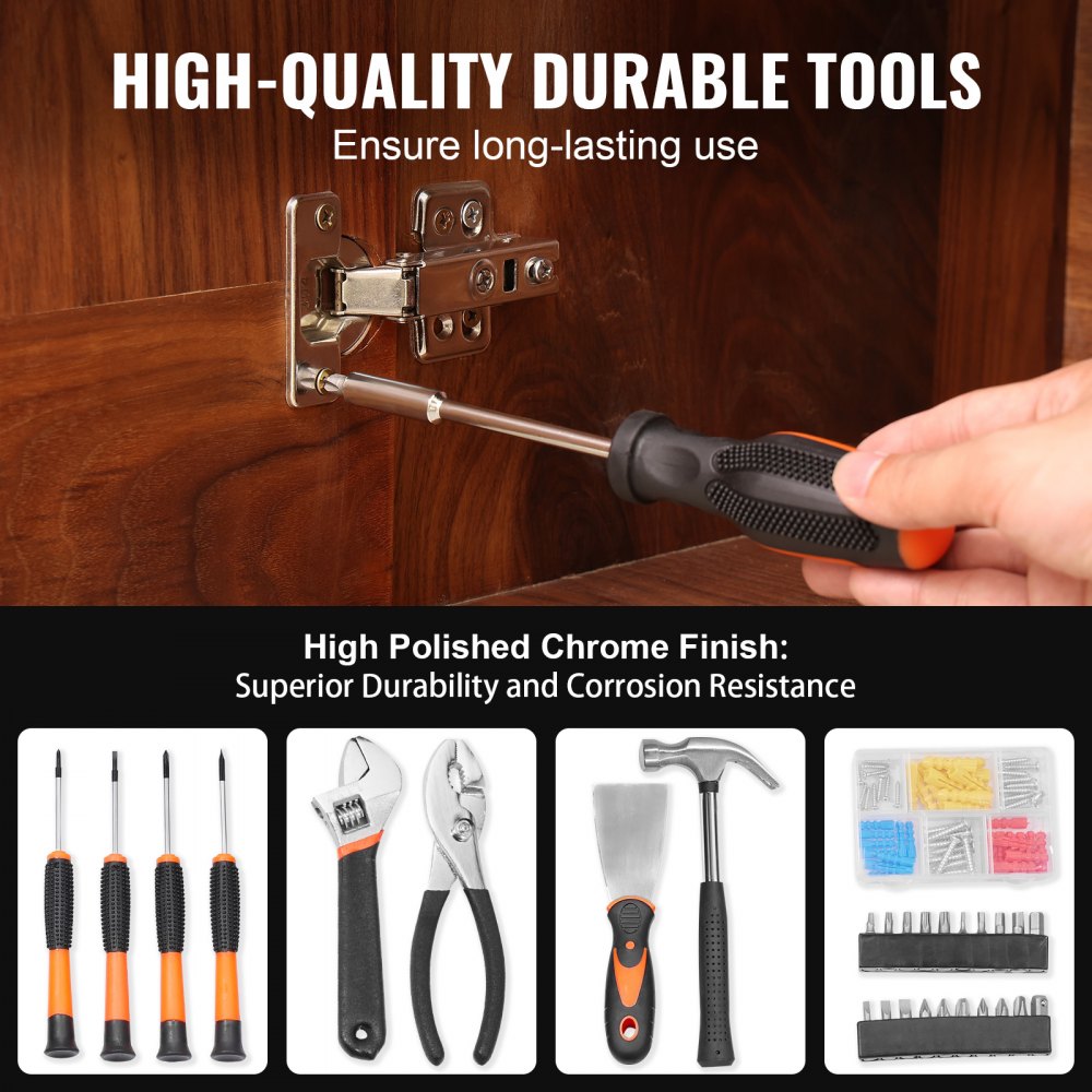 VEVOR Tool Kit, 96 Piece General Household Hand Tool Set, with Cordless Screwdriver and Portable Tool Storage Case, High-Quality Steel, for Home Maintenance, DIY Projects, and Automotive Repair