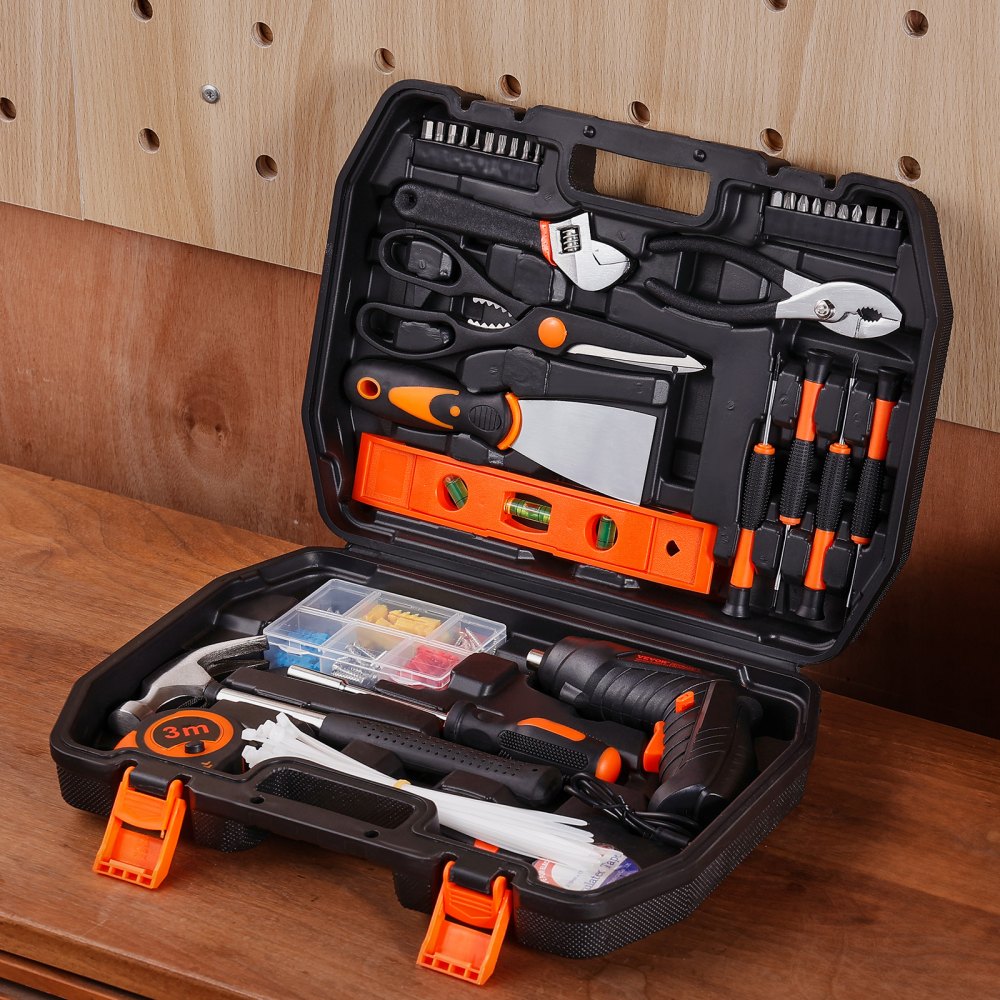 VEVOR Tool Kit, 96 Piece General Household Hand Tool Set, with Cordless Screwdriver and Portable Tool Storage Case, High-Quality Steel, for Home Maintenance, DIY Projects, and Automotive Repair