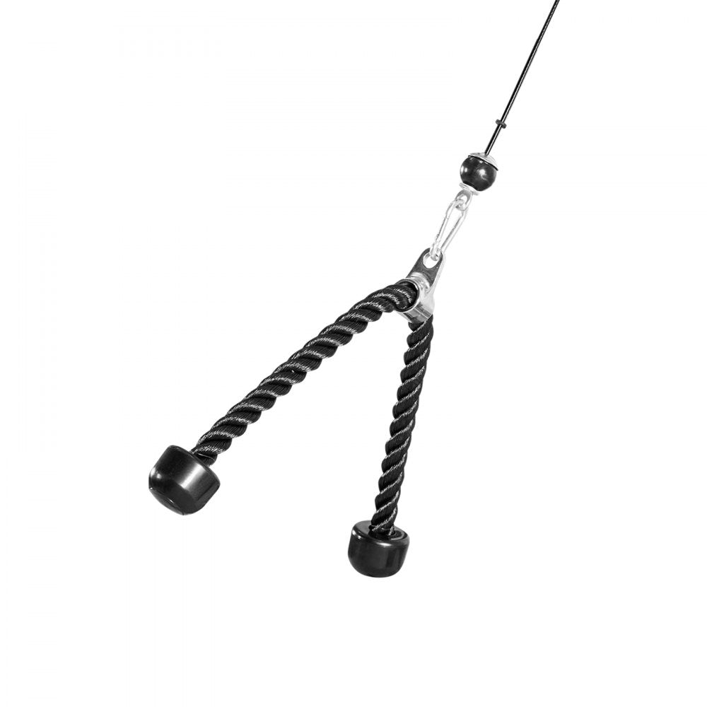 VEVOR Pulley System, 1 PC LAT and Lift Pulley System, Gym Rack Pulleys Attachment with two Steel Cables, Short Bar, Dual Grip Handles, Cable Machine for Bicep, Shoulder, Back, Up to 280 lbs Capacity