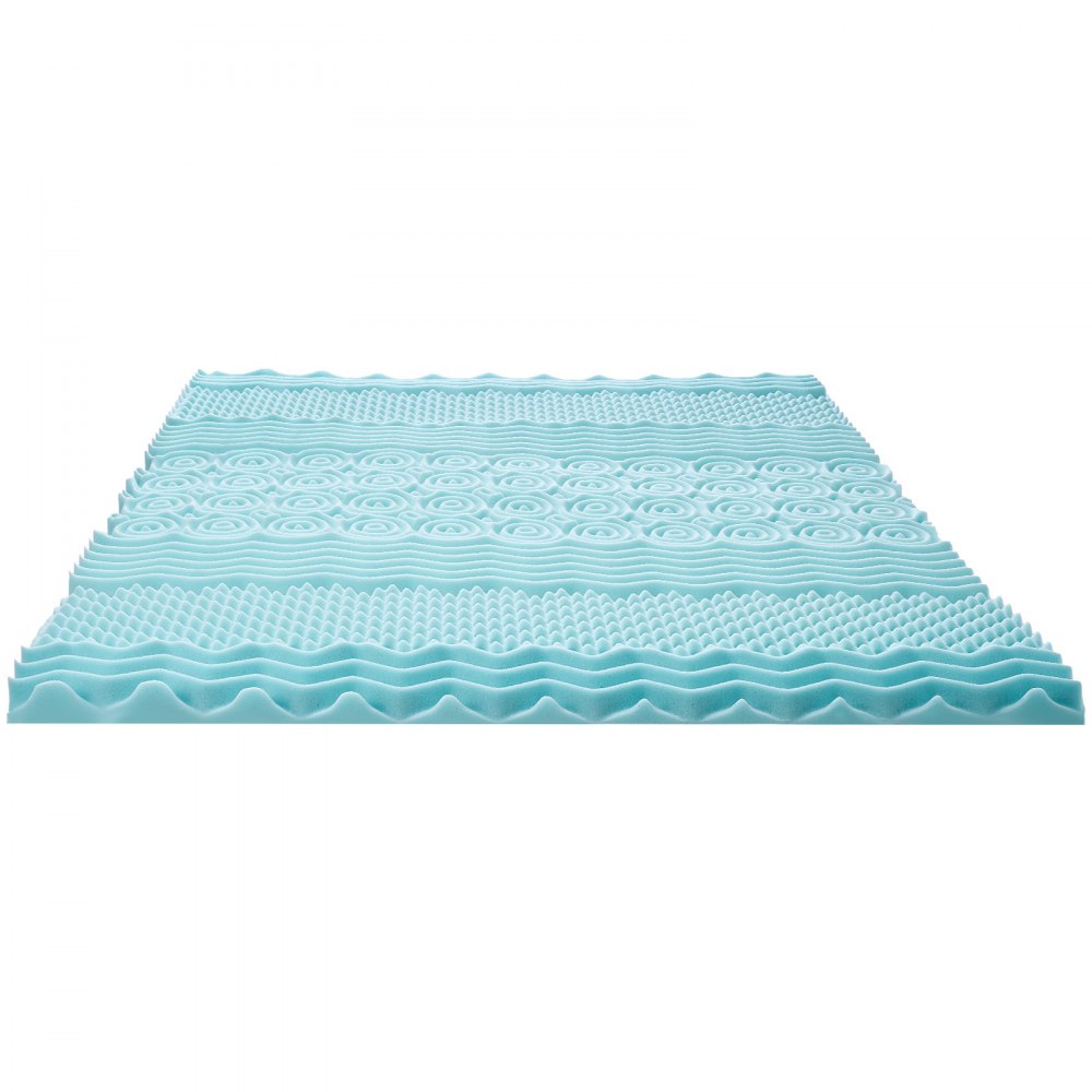VEVOR Mattress Topper, Queen Size, 2" Thickness, Soft Memory Foam Mattress Pad, Cooling Gel Infusion, Compressed Package for Quick Setup, 7 Comfort Zones for Pressure Relief, Comfy Support for Any Bed