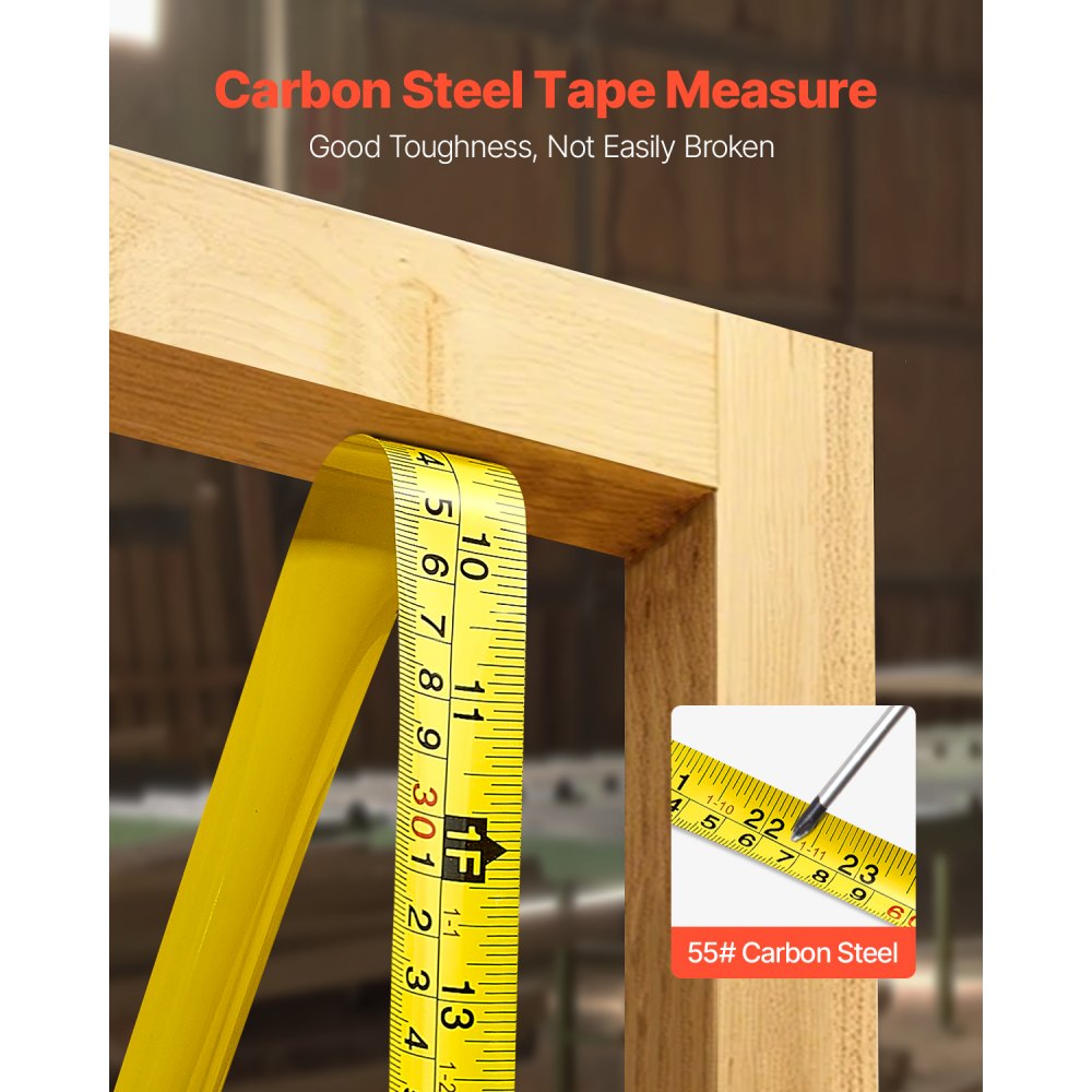VEVOR 2 Packs Tape Measure 25 ft Length, Measuring Tape with Retractable, Imperial and Metric ft/m Dual-Scale & ABS Case & Easy Read Steel Measurement Tool,for Outdoor,Decoration