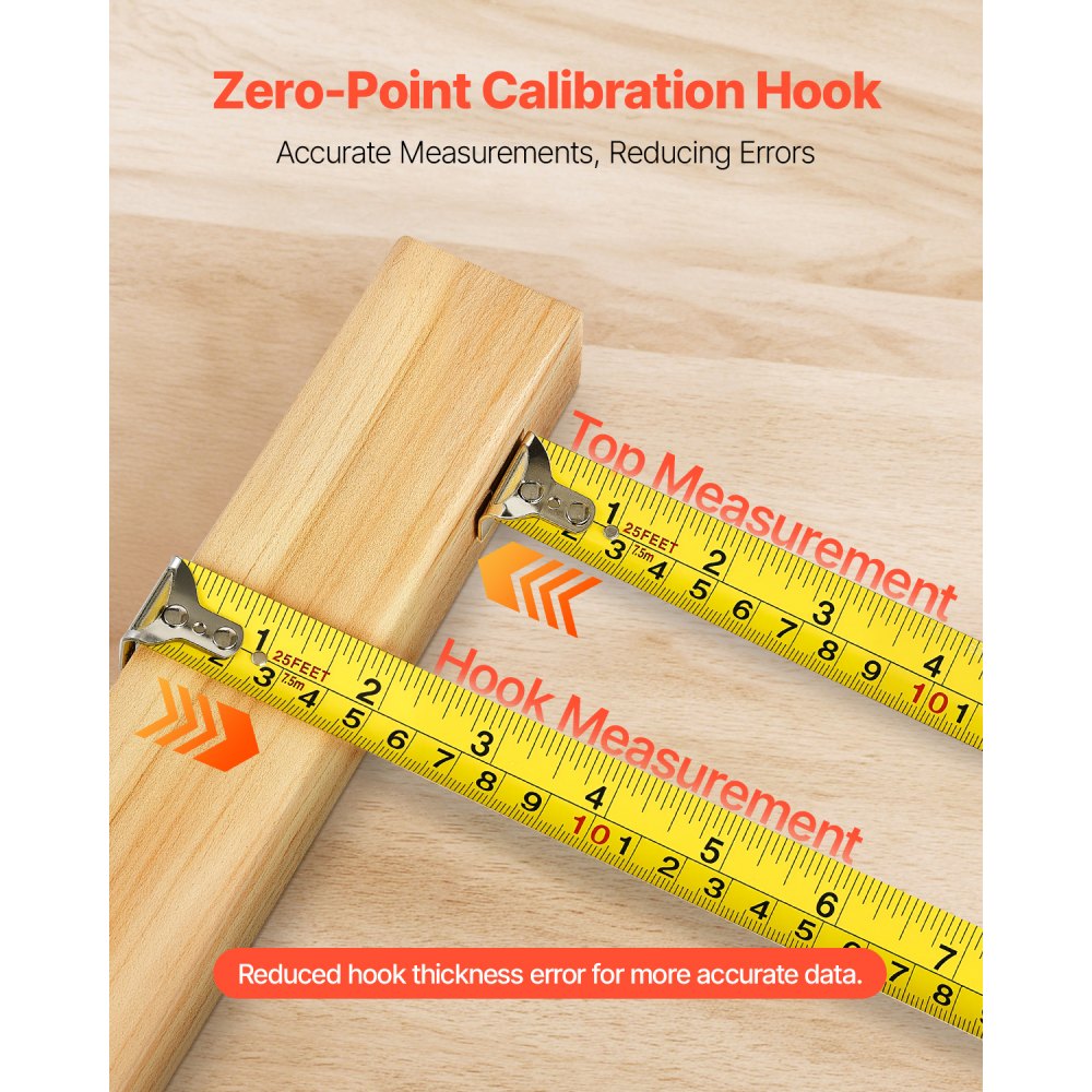VEVOR 2 Packs Tape Measure 25 ft Length, Measuring Tape with Retractable, Imperial and Metric ft/m Dual-Scale & ABS Case & Easy Read Steel Measurement Tool,for Outdoor,Decoration