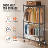 VEVOR Heavy Duty Clothes Rack, Double Hanging Rods Clothing Garment Rack with Bottom and Top Storage Tier, Rolling Clothing Rack for Hanging Clothes, 1'' Diameter Thicken Steel Tube Hold Up to 300Lbs