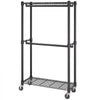 VEVOR Heavy Duty Clothes Rack, Double Hanging Rods Clothing Garment Rack with Bottom and Top Storage Tier, Rolling Clothing Rack for Hanging Clothes, 1'' Diameter Thicken Steel Tube Hold Up to 300Lbs