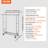 VEVOR Heavy Duty Clothes Rack, Double Hanging Rod Clothing Garment Rack for Hanging Clothes, Adjustable Height and Extendable Length Clothing Rack with Bottom Storage Area, 600 lbs Load Capacity