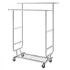 VEVOR Heavy Duty Clothes Rack, Double Hanging Rod Clothing Garment Rack for Hanging Clothes, Adjustable Height and Extendable Length Clothing Rack with Bottom Storage Area, 600 lbs Load Capacity
