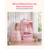 VEVOR Kids Dress Up Storage, with Mirror, Toddler Costume Wardrobe with Drawer, Dress Up Wardrobe Closet for Little Girls, Pretend Storage Dresser, Costume Organizer, for Bedroom, Kids Room, Pink