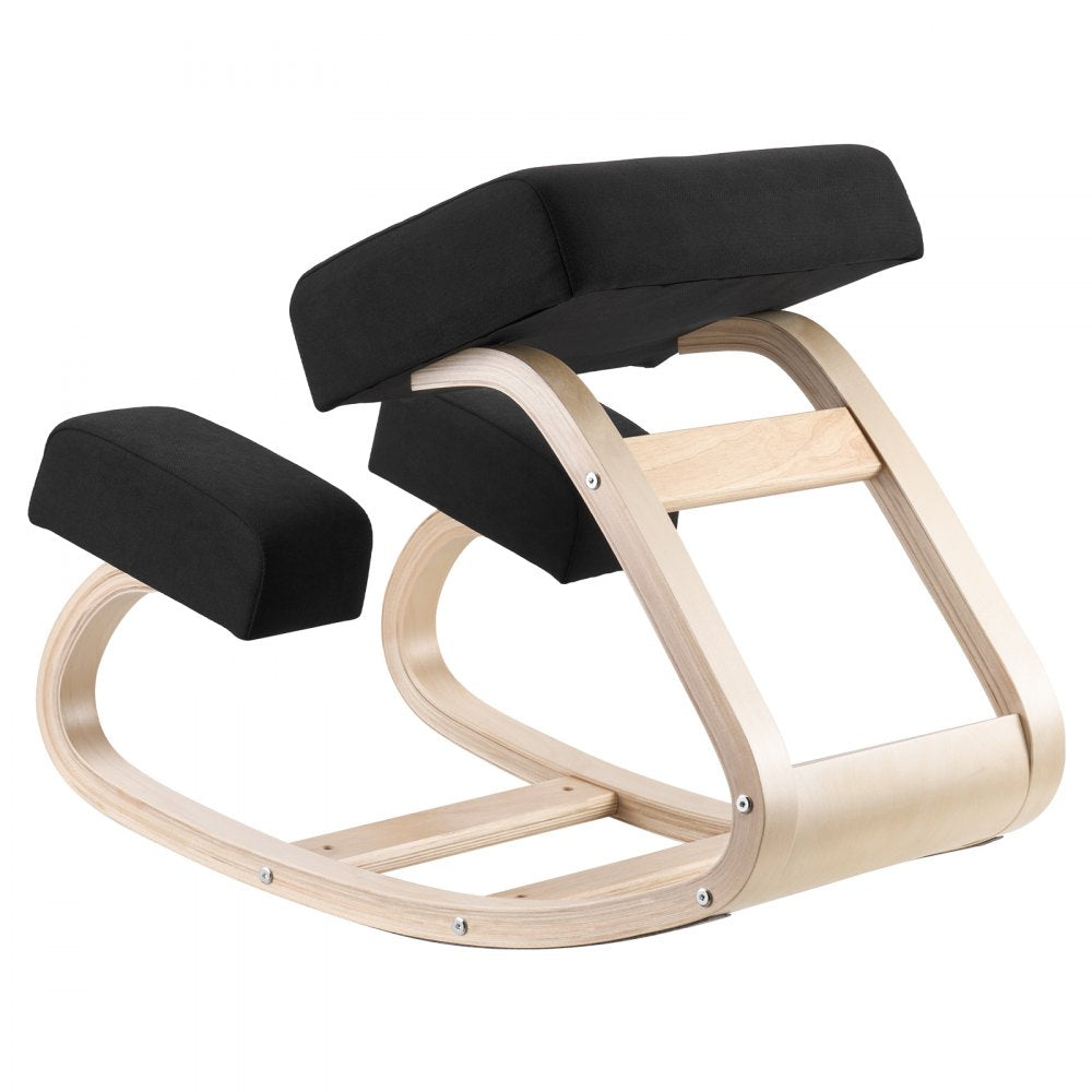 VEVOR Ergonomic Kneeling Chair, Wooden Posture Knee Chair with Thick Foam Cushions and Solid Wood Frame, Adjustable Height, Natural Relief for Neck or Back Pain, Ideal for Home, Office or Meditation