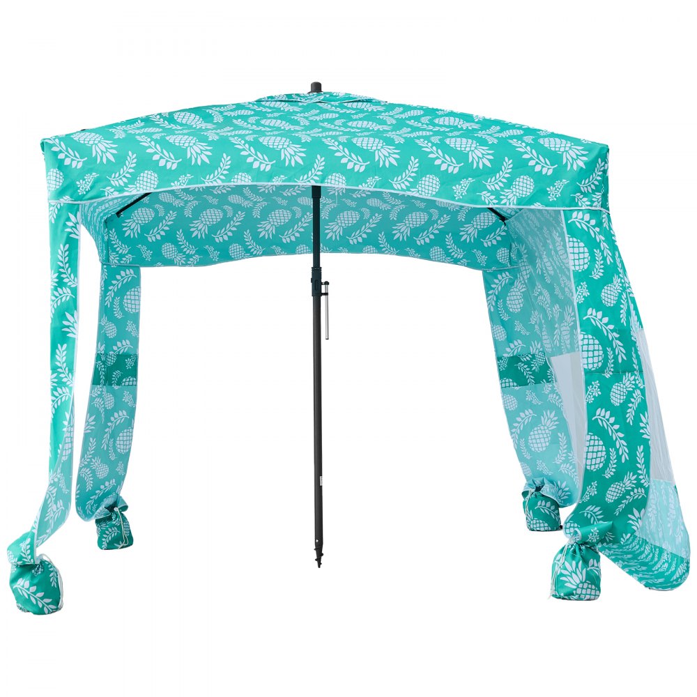 VEVOR Beach Cabana, 6 x 6 ft Beach Canopy with Side Wall, UPF 50+ Protection Easy Setup Cabana Tent with Sand Pockets, Large Portable Shade Sun Shelter, Outdoor Umbrella for Whole Family & Friends