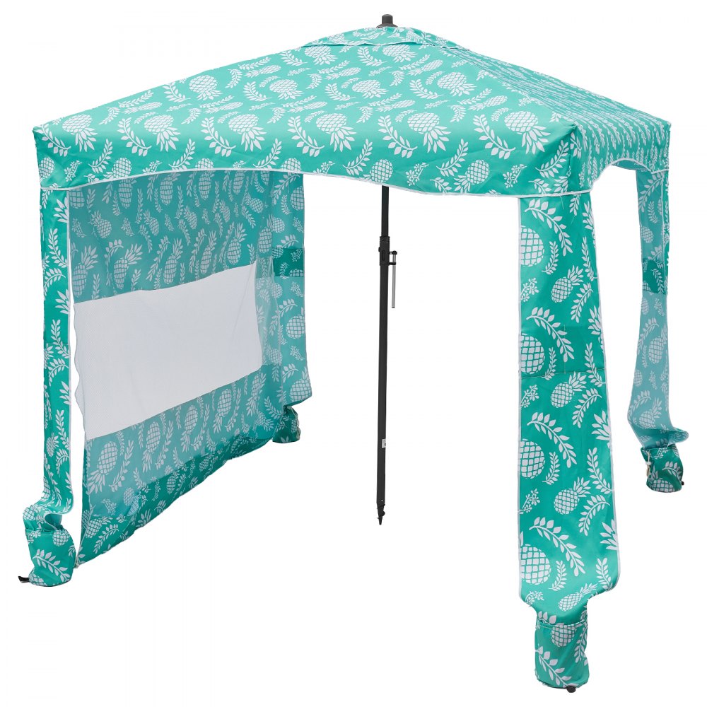 VEVOR Beach Cabana, 6 x 6 ft Beach Canopy with Side Wall, UPF 50+ Protection Easy Setup Cabana Tent with Sand Pockets, Large Portable Shade Sun Shelter, Outdoor Umbrella for Whole Family & Friends