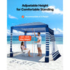 VEVOR Beach Cabana, 8 x 8 ft Beach Canopy with Side Wall, UPF 50+ Protection Easy Setup Cabana Tent with Sand Pockets, Adjustable Height Portable Shade Sun Shelter Umbrella for Family, Navy Stripes
