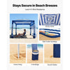 VEVOR Beach Cabana, 8 x 8 ft Beach Canopy with Side Wall, UPF 50+ Protection Easy Setup Cabana Tent with Sand Pockets, Adjustable Height Portable Shade Sun Shelter Umbrella for Family, Navy Stripes