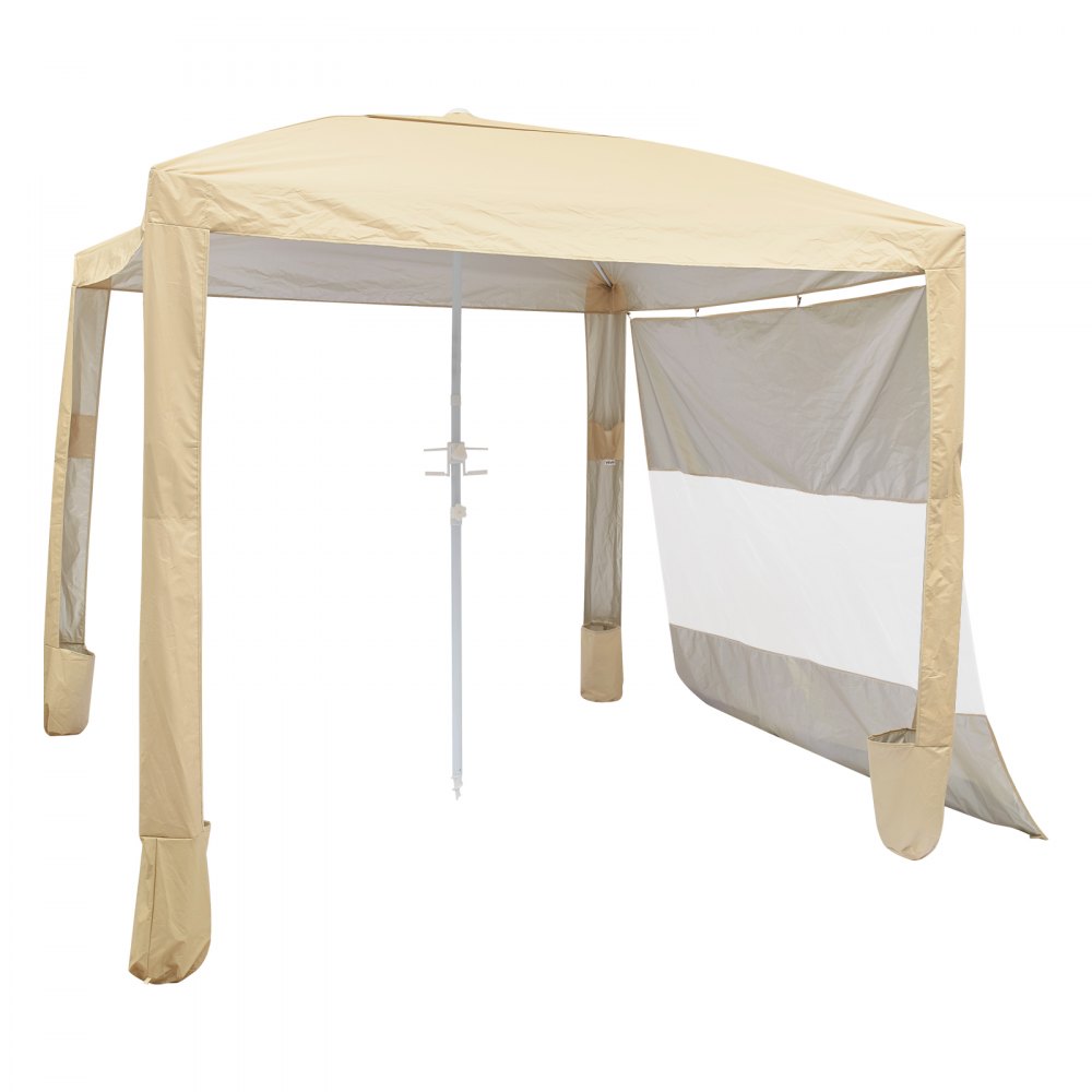 VEVOR Beach Cabana, 8 x 8 ft Beach Canopy with Side Wall, UPF 50+ Protection Easy Setup Cabana Tent with Sand Pockets, Adjustable Height Portable Shade Sun Shelter Umbrella for Family & Friends, Khaki