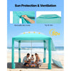 VEVOR Beach Cabana, 8 x 8 ft Beach Canopy with Side Wall, UPF 50+ Protection Easy Setup Cabana Tent with Sand Pockets, Adjustable Height Portable Shade Sun Shelter Umbrella for Family & Friends, Green