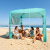 VEVOR Beach Cabana, 8 x 8 ft Beach Canopy with Side Wall, UPF 50+ Protection Easy Setup Cabana Tent with Sand Pockets, Adjustable Height Portable Shade Sun Shelter Umbrella for Family & Friends, Green