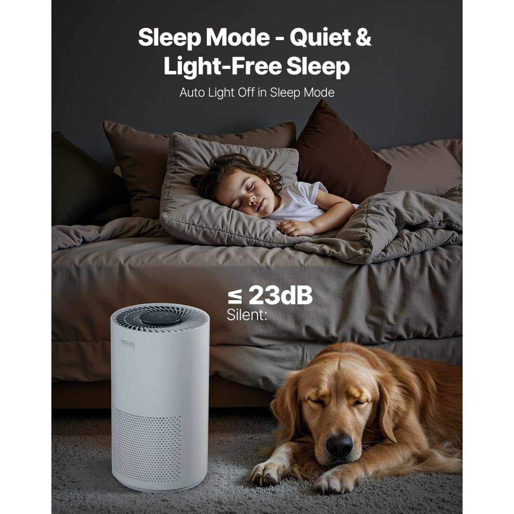 VEVOR Air Purifier, H13 HEPA Layer, 1200 ft²/h Smart Air Purifier with Speed Control & Child Lock Guard, Efficient Air Cleaner with Convenient Touch Panel & 23 dB Sleep Mode, Fit for Home & Office