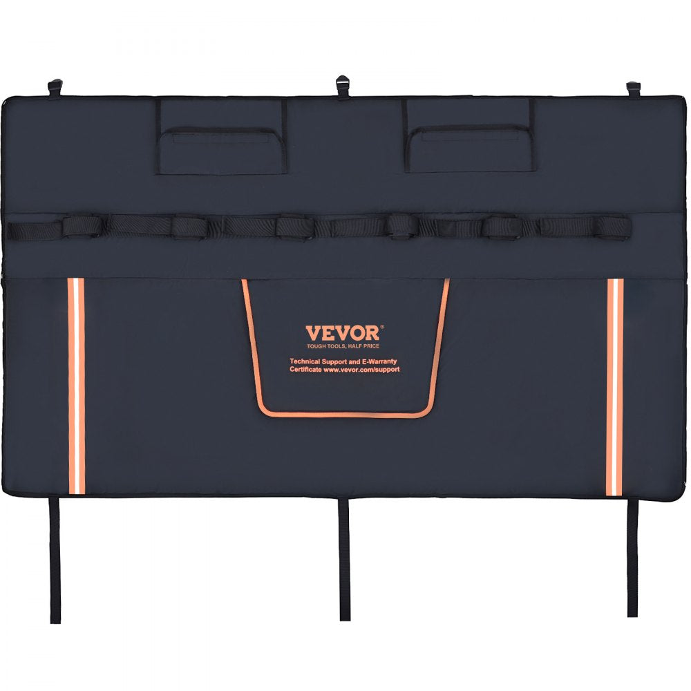 VEVOR Tailgate Bike Pad, 62" Truck Tailgate Pad Carry 6 Mountain Bikes, Tailgate Protection Pad with Reflective Strips and Tool Pockets, Tailgate Pad with Rear Camera Opening for Pickup Trucks