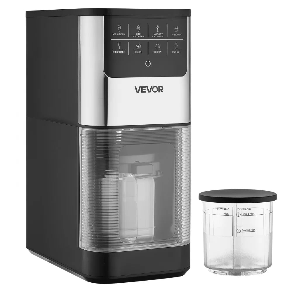 VEVOR Ice Cream Maker, 7-in-1 Frozen Treat Maker for Gelato, Sorbet, Milkshake, Frozen Yogurt & Lite Ice Cream, Homemade Ice-Cream Machine with One-Touch Mix-in + Respin for Smooth, Creamy Texture