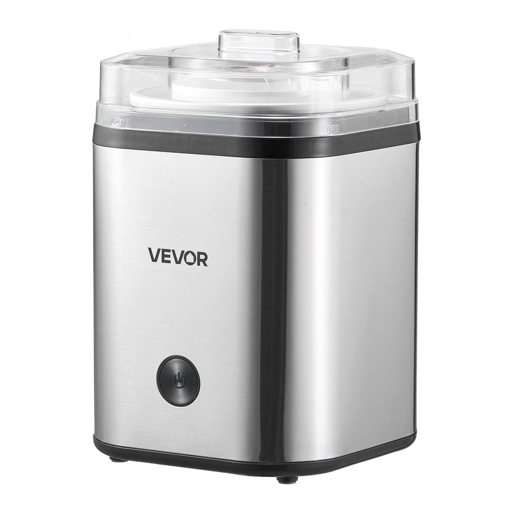 VEVOR Ice Cream Maker, 2.11 Qt. Large Capacity, Electric Automatic Ice-Cream Machine, with Easy Operation & Cleaning, Stainless Steel Shell, for Homemade Frozen Yogurt, Fruit Sorbet, Gelato, Silver