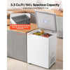 VEVOR Chest Freezer, 3.3 Cu.ft Compact Deep Freezer, Free Standing Top Open Door Chest Freezers with 2 Removable Baskets & Adjustable Thermostat - Energy Saving, Low Noise & Garage Ready, White