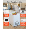 VEVOR Chest Freezer, 3.3 Cu.ft Compact Deep Freezer, Free Standing Top Open Door Chest Freezers with 2 Removable Baskets & Adjustable Thermostat - Energy Saving, Low Noise & Garage Ready, White