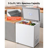 VEVOR Chest Freezer, 5 Cu.ft Compact Deep Freezer, Free Standing Top Open Door Chest Freezers with 2 Removable Baskets & Adjustable Thermostat - Energy Saving, Low Noise & Garage Ready, White